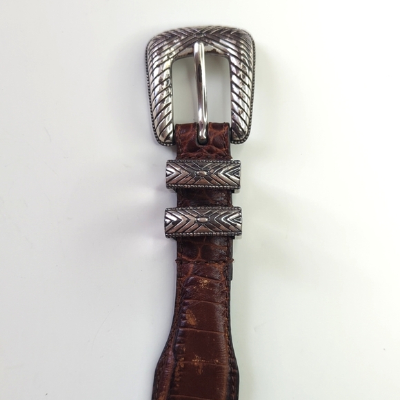 Roundtree & Yorke 90's Vintage Western Concho Full Grain Leather Belt Brown 38 - Picture 4 of 9